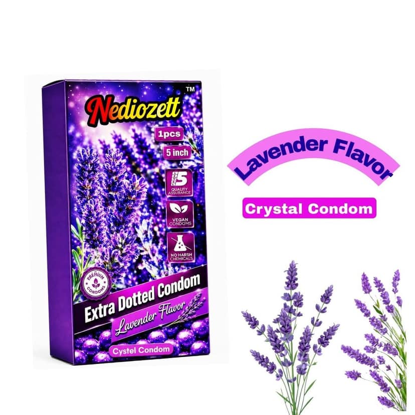 Nediozett Lavender Flavor Crystal Condom For Long Last Action Silicone Reusable Condom Extra Dotted 5 inch (Pack of 1) view 2