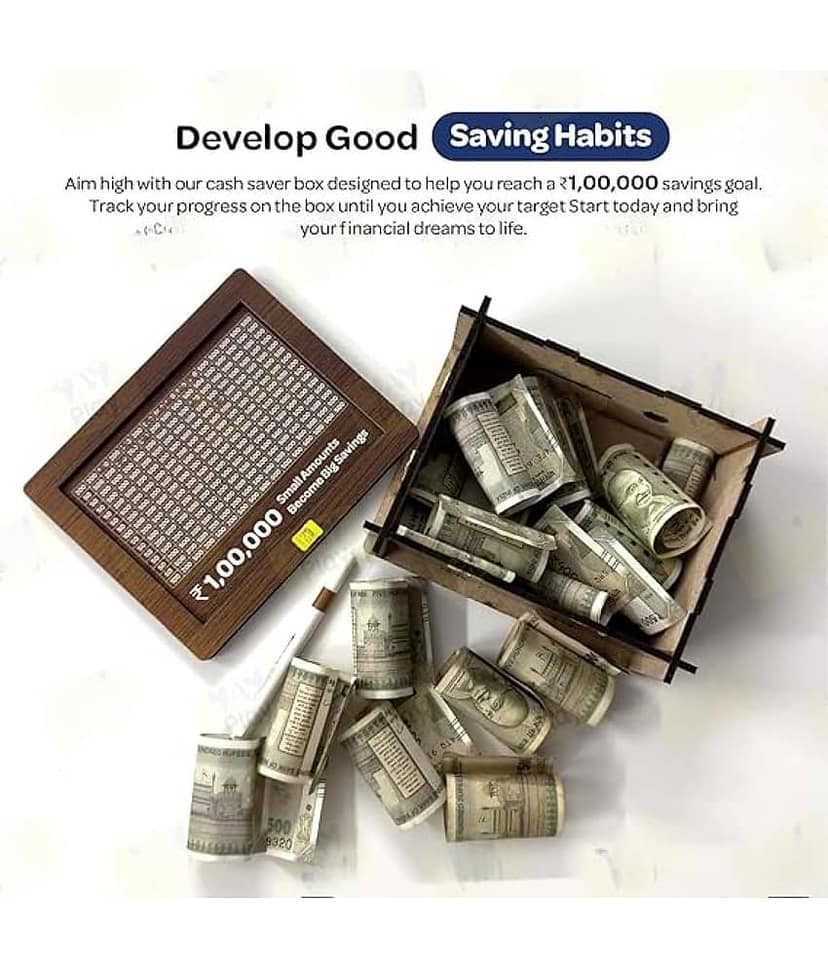 THR3E STROKES Wood Brown Piggy Bank ( Pack of 1 ) view 2