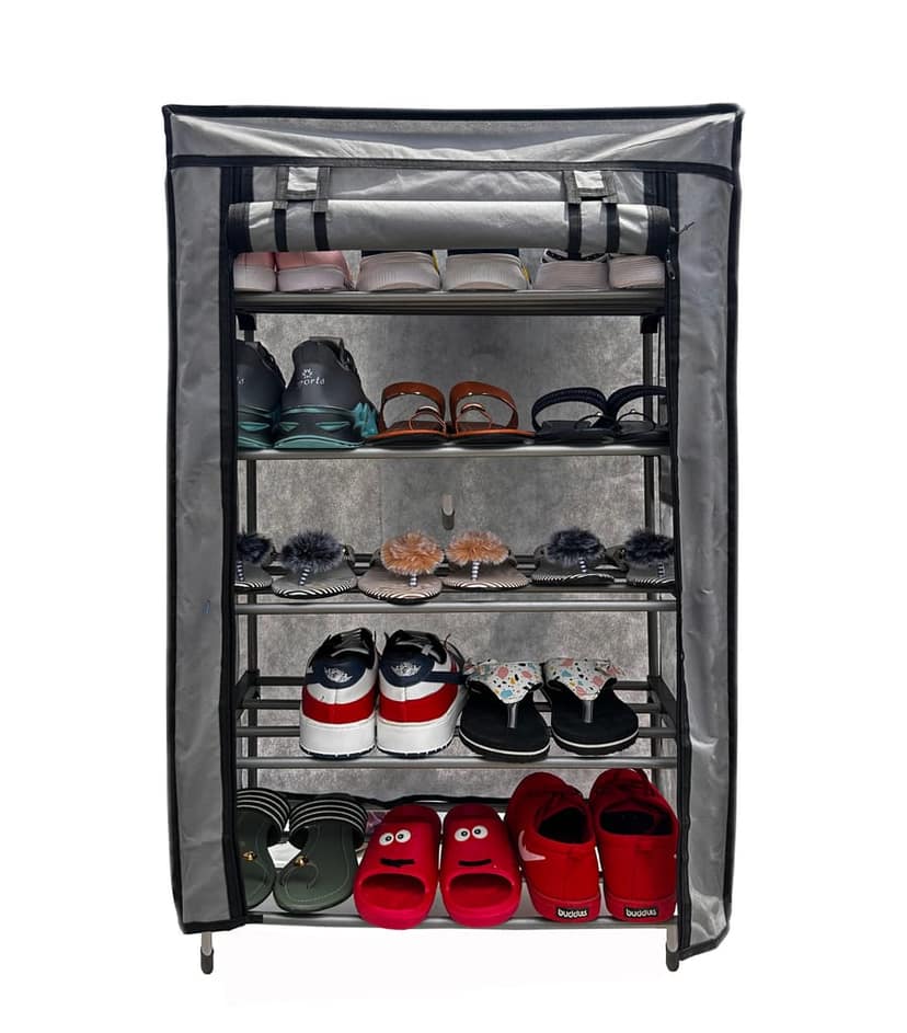 Philoshop 5 Tier Metal Pipe Shoe Organizer with Cover view 2