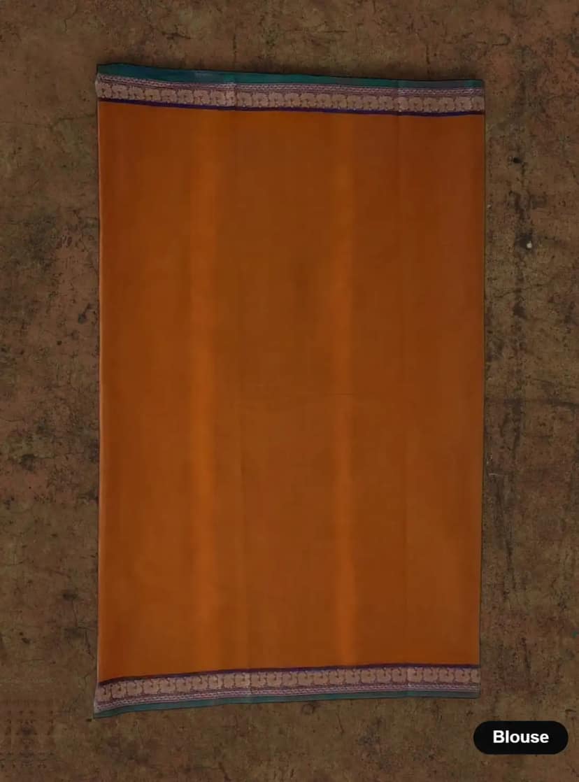 Handwoven Kanchipuram Cotton-Silk Saree in Rust Brown with Golden Border view 5