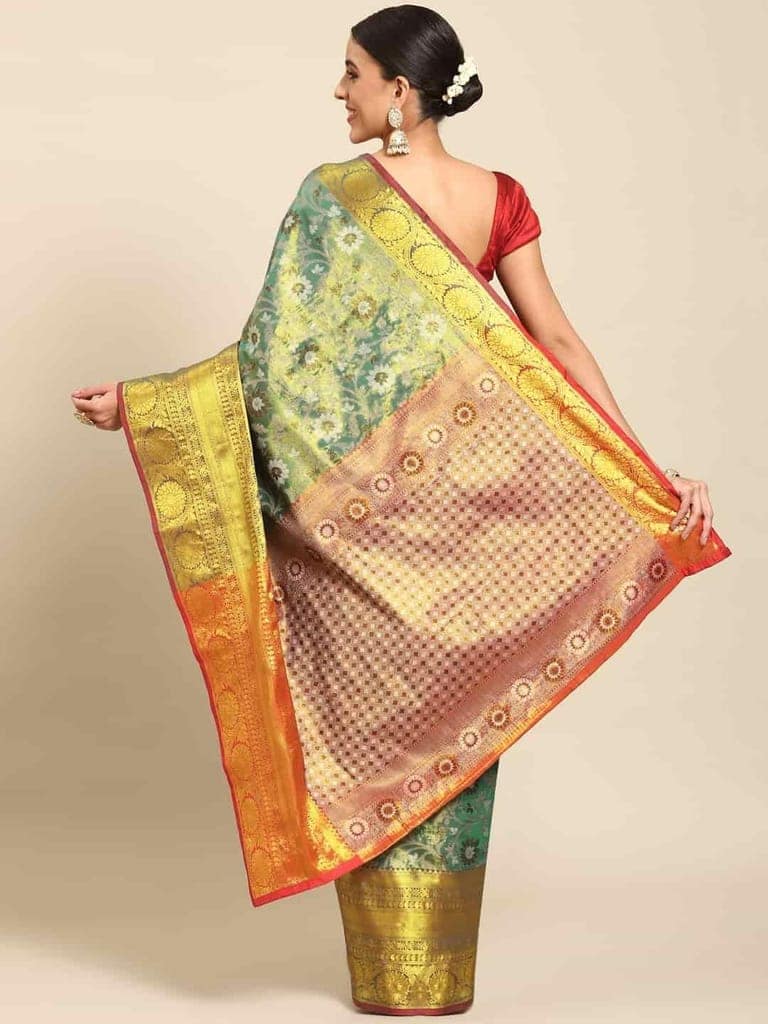 Women's Brocade Soft Silk Zari Woven Saree With Unstiched Blouse Piece view 2