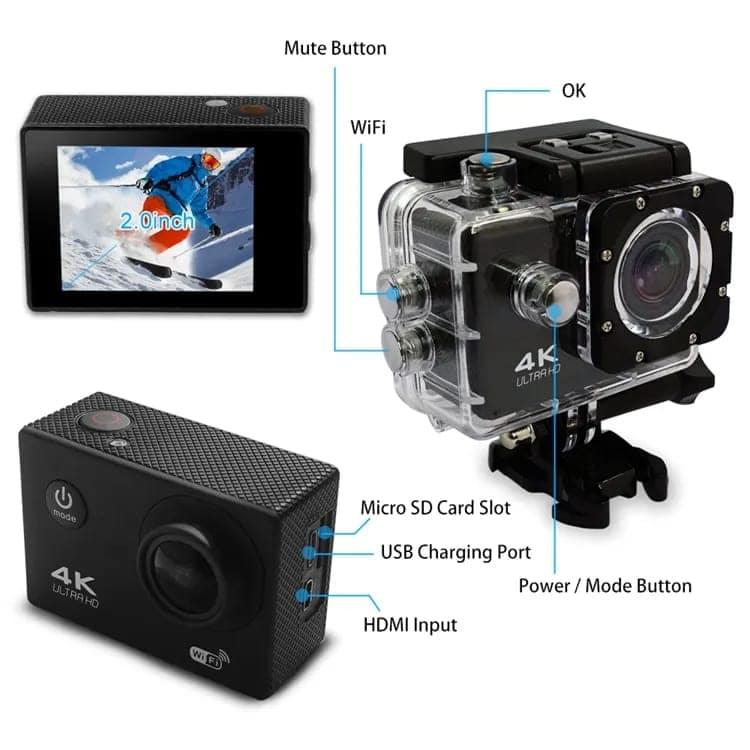 AUSHA 4K Waterproof Action Cam with Wi-Fi & 170° Wide-View Lens for Diving, Bike, and Outdoor Sports view 5