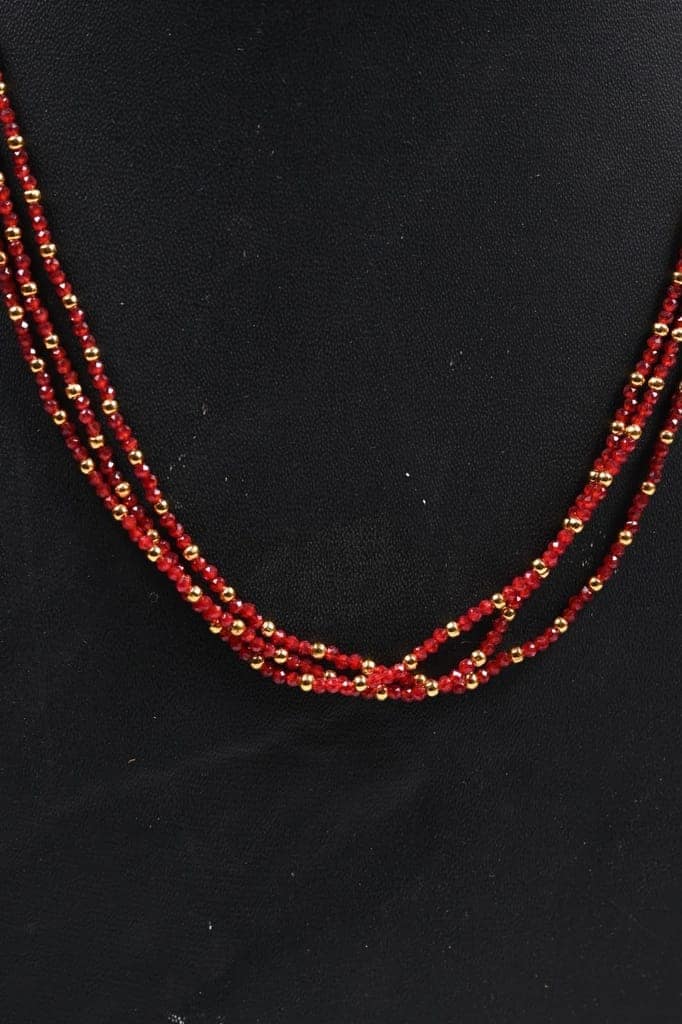 Red and Gold Beaded Necklace view 2