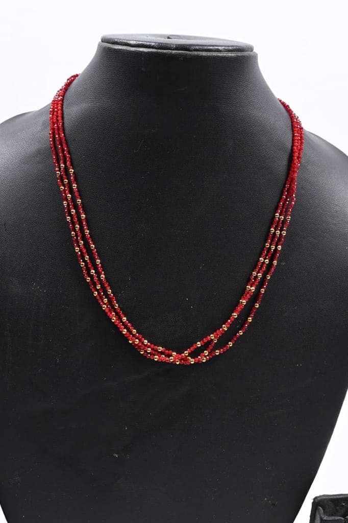 Red and Gold Beaded Necklace view 3