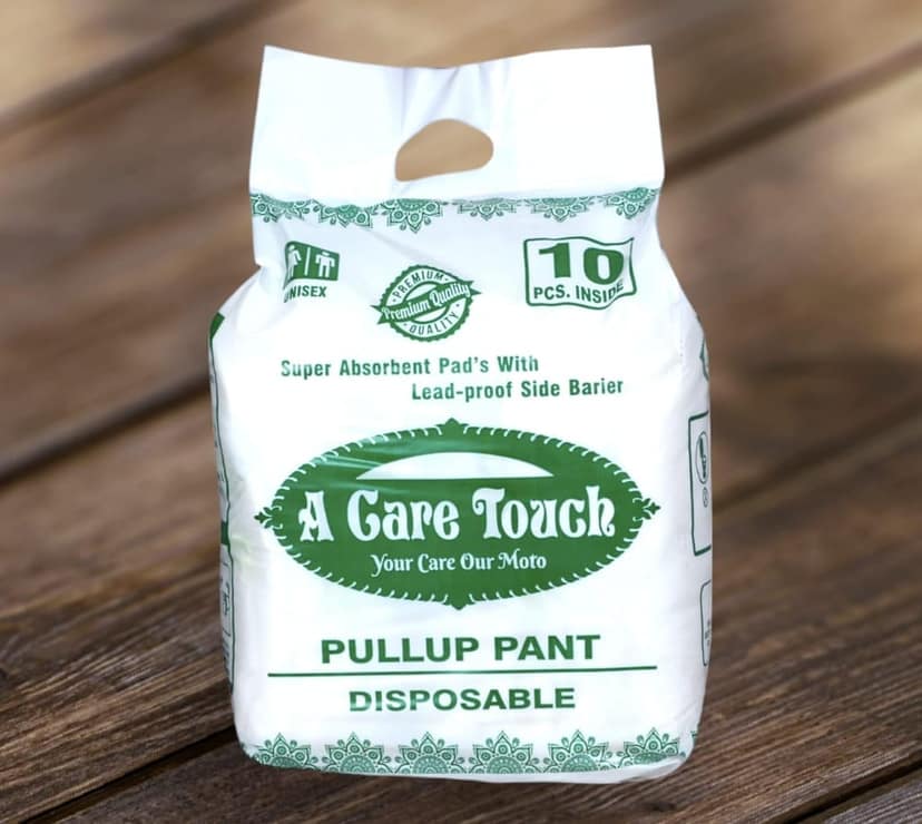 A Care Touch Adult Diapers XL-XXL | Extra Absorb | 10 Pcs Pant Style | 12-Hour Protection | Leakproof, Quick Dry, Odour Control, Anti-Bacterial | Size 104.15x152.50 CM (Pack of 1)