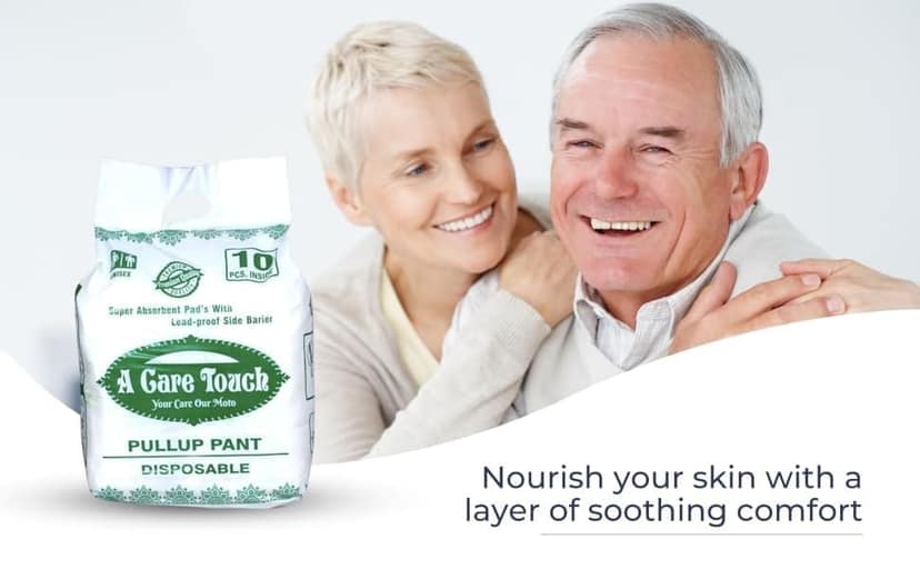 A Care Touch Adult Diapers XL-XXL | Extra Absorb | 10 Pcs Pant Style | 12-Hour Protection | Leakproof, Quick Dry, Odour Control, Anti-Bacterial | Size 104.15x152.50 CM (Pack of 1) view 2