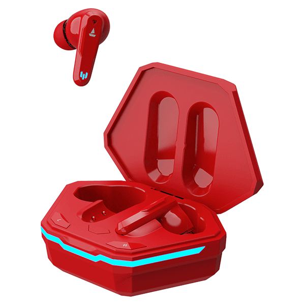 boAt Airdopes 191G | Wireless Earbdus Gaming Earbuds with 2x6mm Dual Drivers, Quad Mics with ENx™ and IWP™ Technology, LED Lights on Charging Case Red