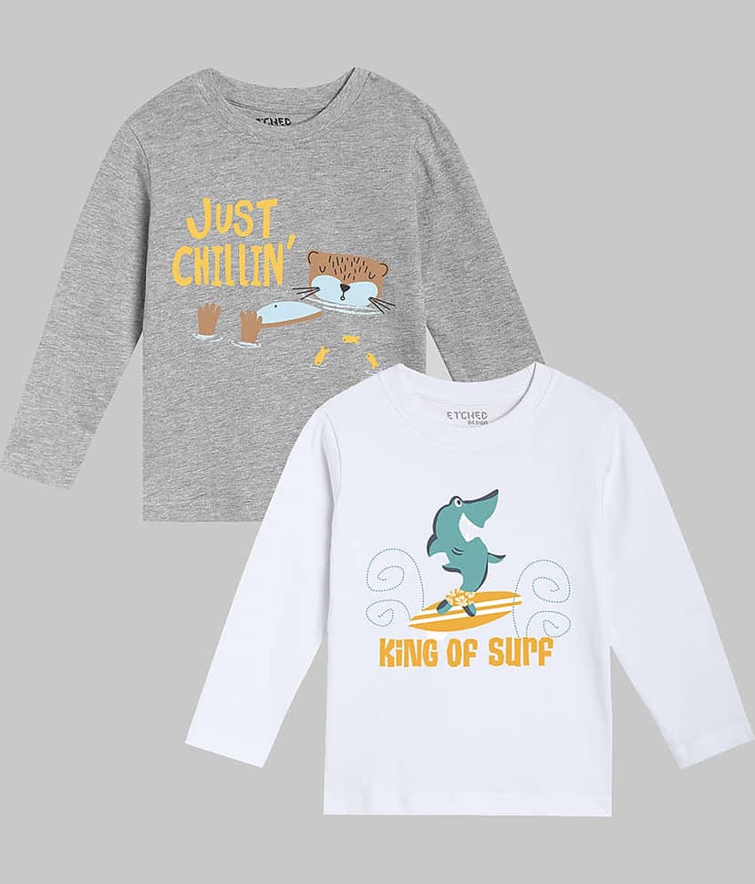 ETCHED DESIGN Pack of 1 Boys Cotton T-Shirt ( Multicolor )