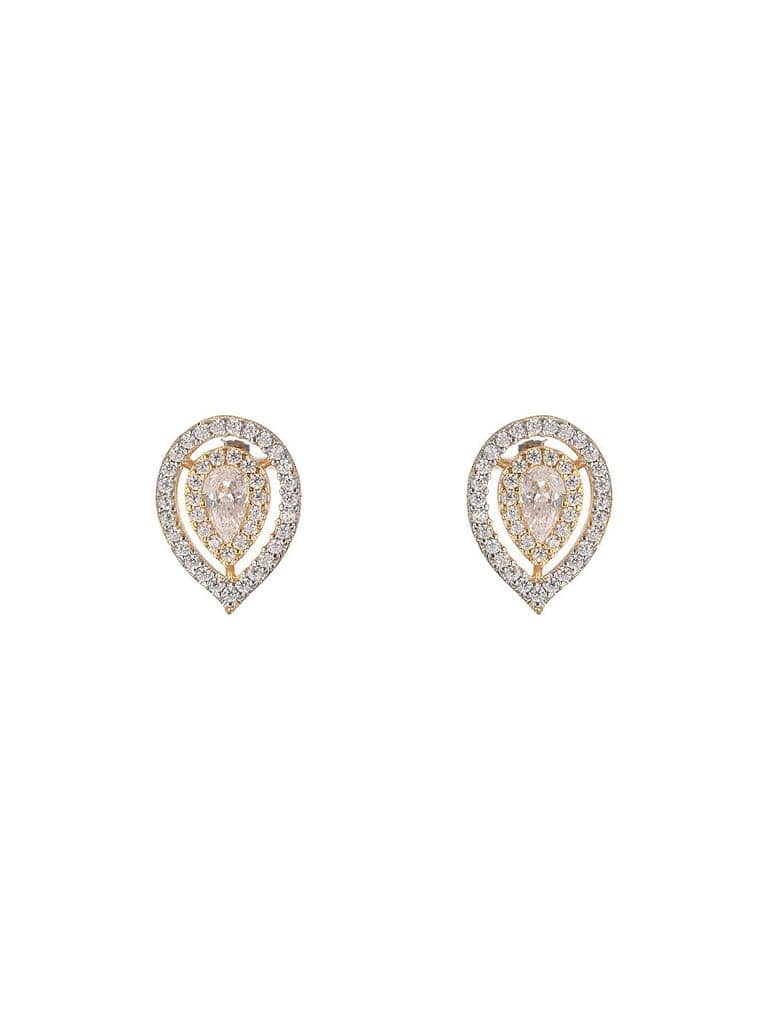 Gold Toned CZ Studded Tilak Shaped Minimal Locket Jewellery Set view 7
