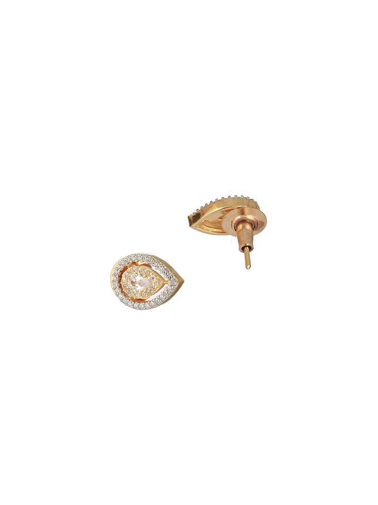 Gold Toned CZ Studded Tilak Shaped Minimal Locket Jewellery Set view 8