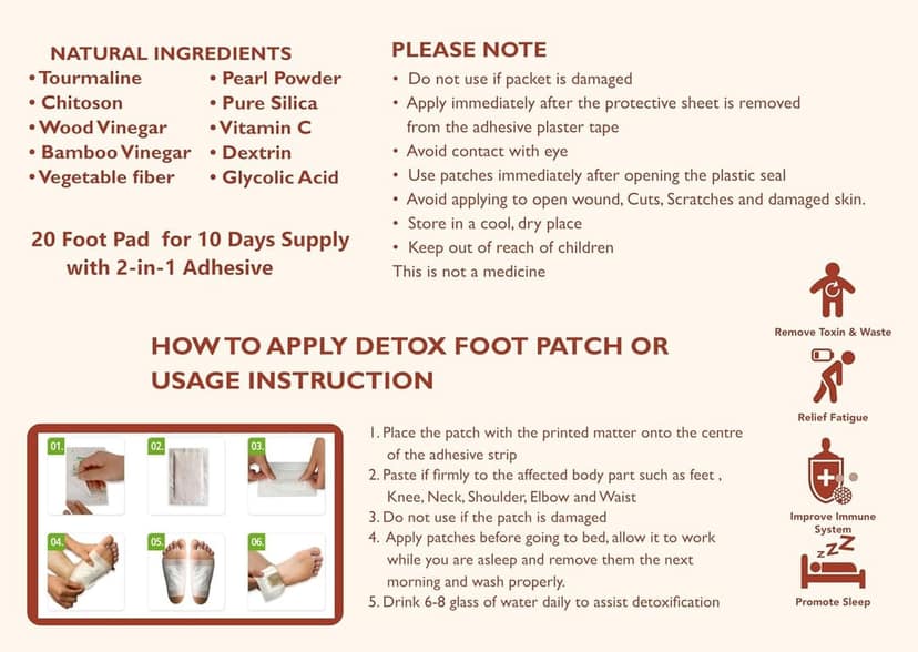 Detoxiglow Cleansing Foot Patch, 20 Patches, Natural Body Care view 2