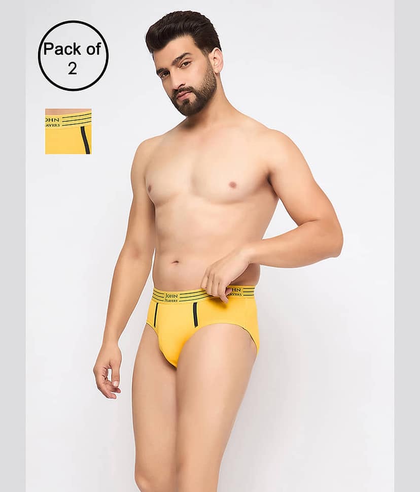 John Players Pack of 2 Cotton Blend Briefs For Men's ( Grey )