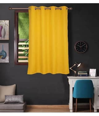N2C Home Solid Semi-Transparent Eyelet Curtain 5 ft ( Pack of 1 ) - Yellow