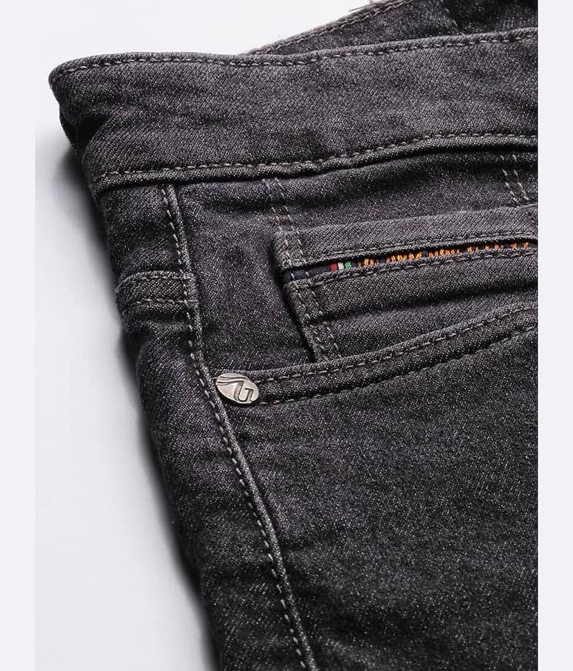 The Indian Garage Co. Slim Fit Cuffed Hem Men's Jeans - Black ( Pack of 1 ) view 6