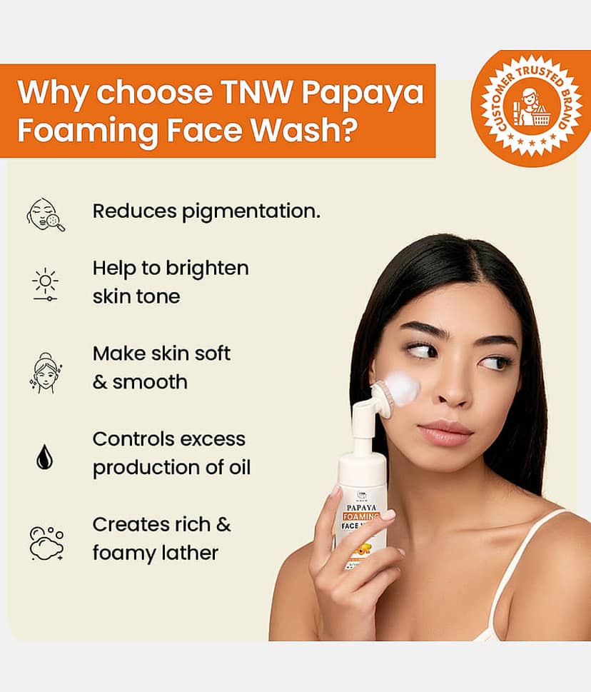 TNW - The Natural Wash Papaya Foaming Face Wash For Improving Skin Tone, 100Ml view 2