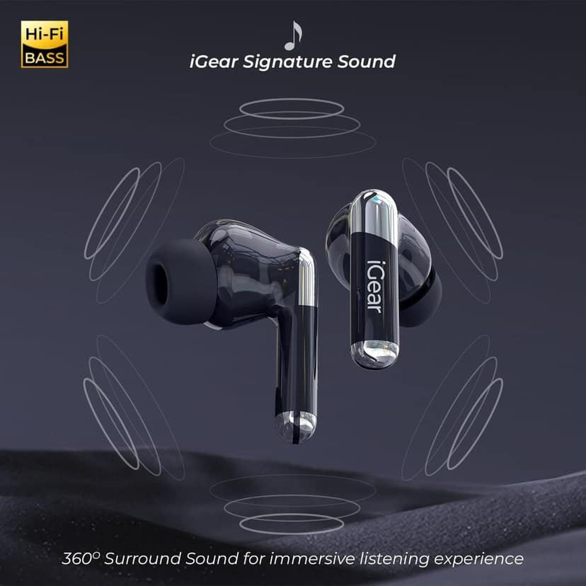 iGear ANC Pro Wireless in-Ear Earbuds with Active Noise Cancellation, Quad Mic Support for ENC Mode, EDR Chipset with Google Assistant and Siri Support, and Auto-Connect Feature view 3