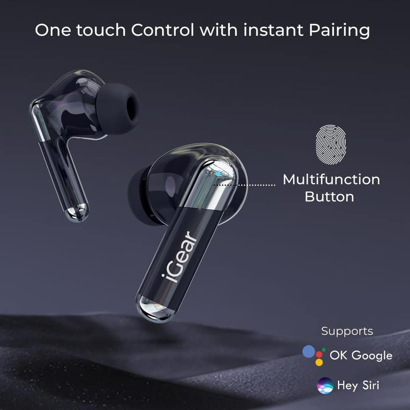 iGear ANC Pro Wireless in-Ear Earbuds with Active Noise Cancellation, Quad Mic Support for ENC Mode, EDR Chipset with Google Assistant and Siri Support, and Auto-Connect Feature view 7
