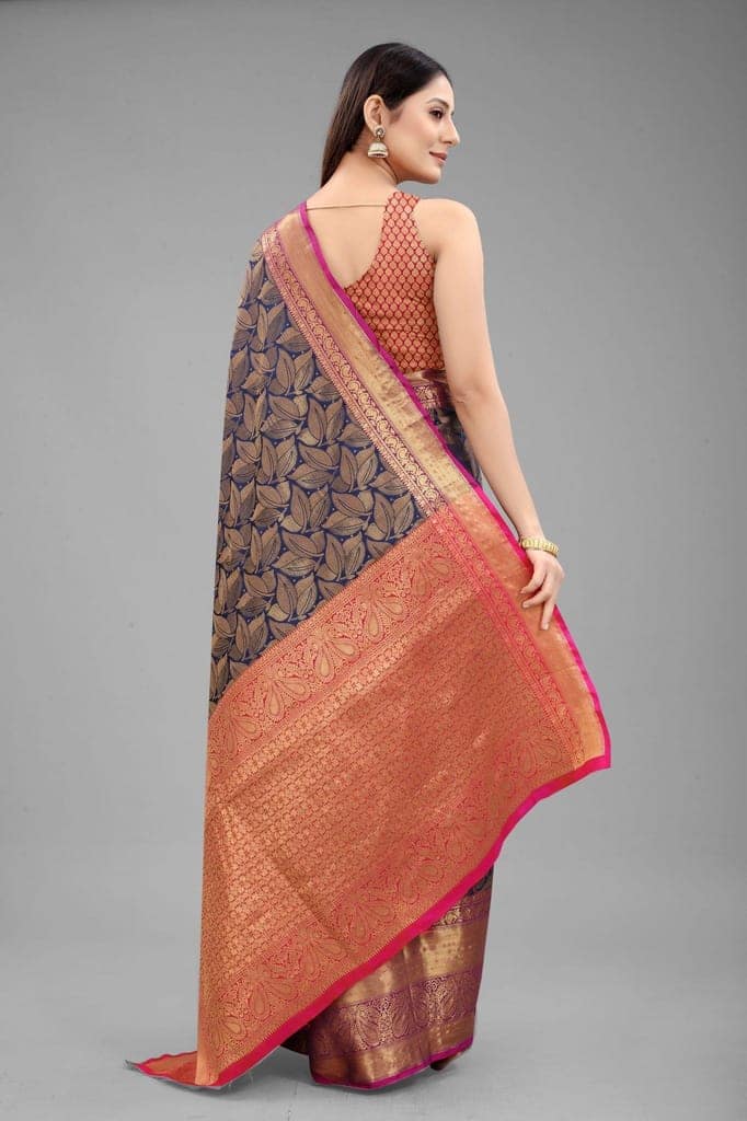 Silk Zone Women's Banarasi Silk Woven Saree With Unstiched Blouse Piece view 2