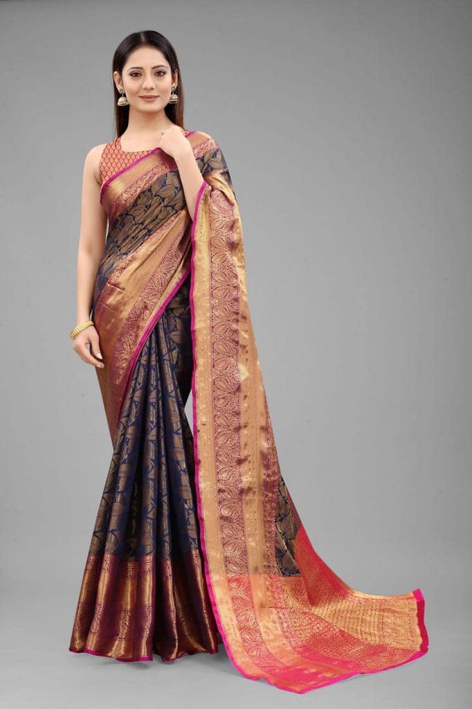 Silk Zone Women's Banarasi Silk Woven Saree With Unstiched Blouse Piece view 4