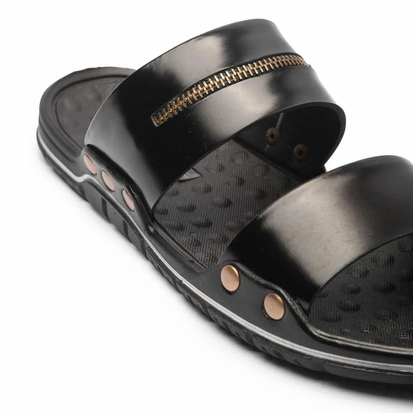 FEATHER LEATHER Stylish Men's Comfortable & Lightweight Sandals & Slippers | Genuine Leather Casual Slipper/flip-flop for Men | Everyday and Office Use Slipper view 2