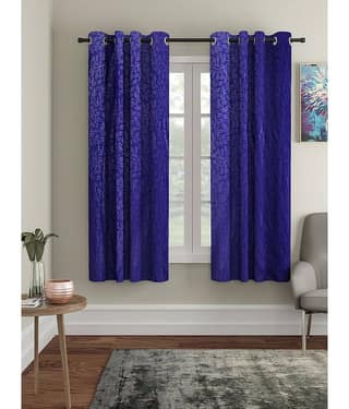 Cortina - Floral Embossed Room Darkening Eyelet Curtain-9 Ft-pack of 2