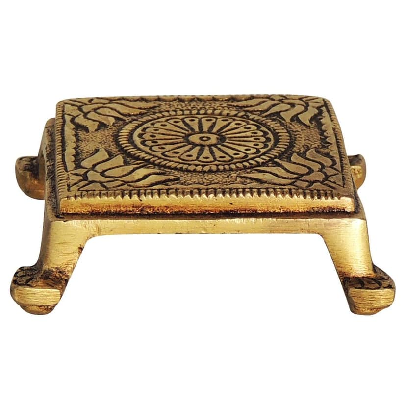 Brass Chowki God Idol Showpiece - Decorative Puja Base, Length : 2.2 Inch (BSMAS1403 B) view 2