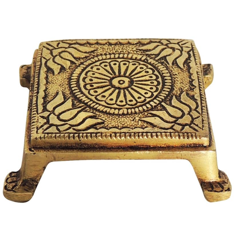 Brass Chowki God Idol Showpiece - Decorative Puja Base, Length : 2.2 Inch (BSMAS1403 B) view 3
