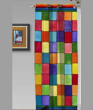 Home Style Single Long Door Eyelet Polyester Curtains Multi Color