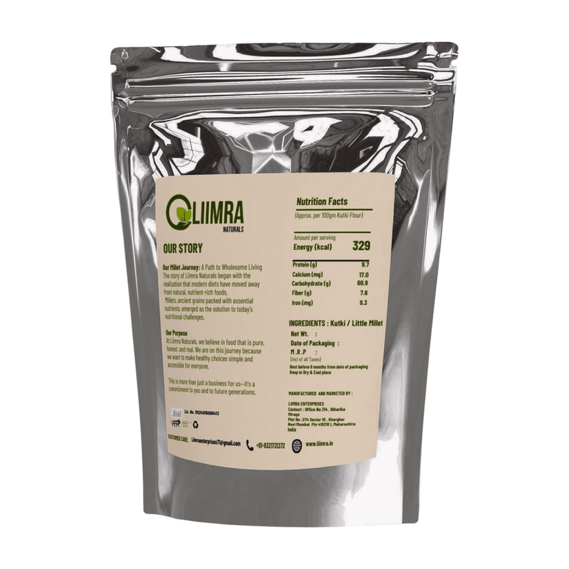 Liimra Naturals Millet Kutki Flour - High Fiber, Protein-Packed, Low GI, Gluten-Free Carbohydrate Replacement, 100% Chakki Fresh Flour (250 Gram) - 250 gm view 2