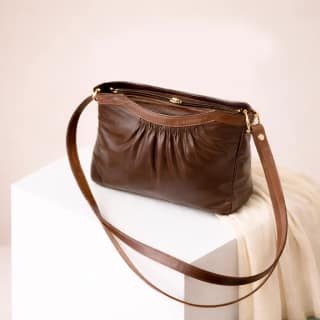 Premium Handcrafted Sheep Leather Sling Shoulder Bag – Brown