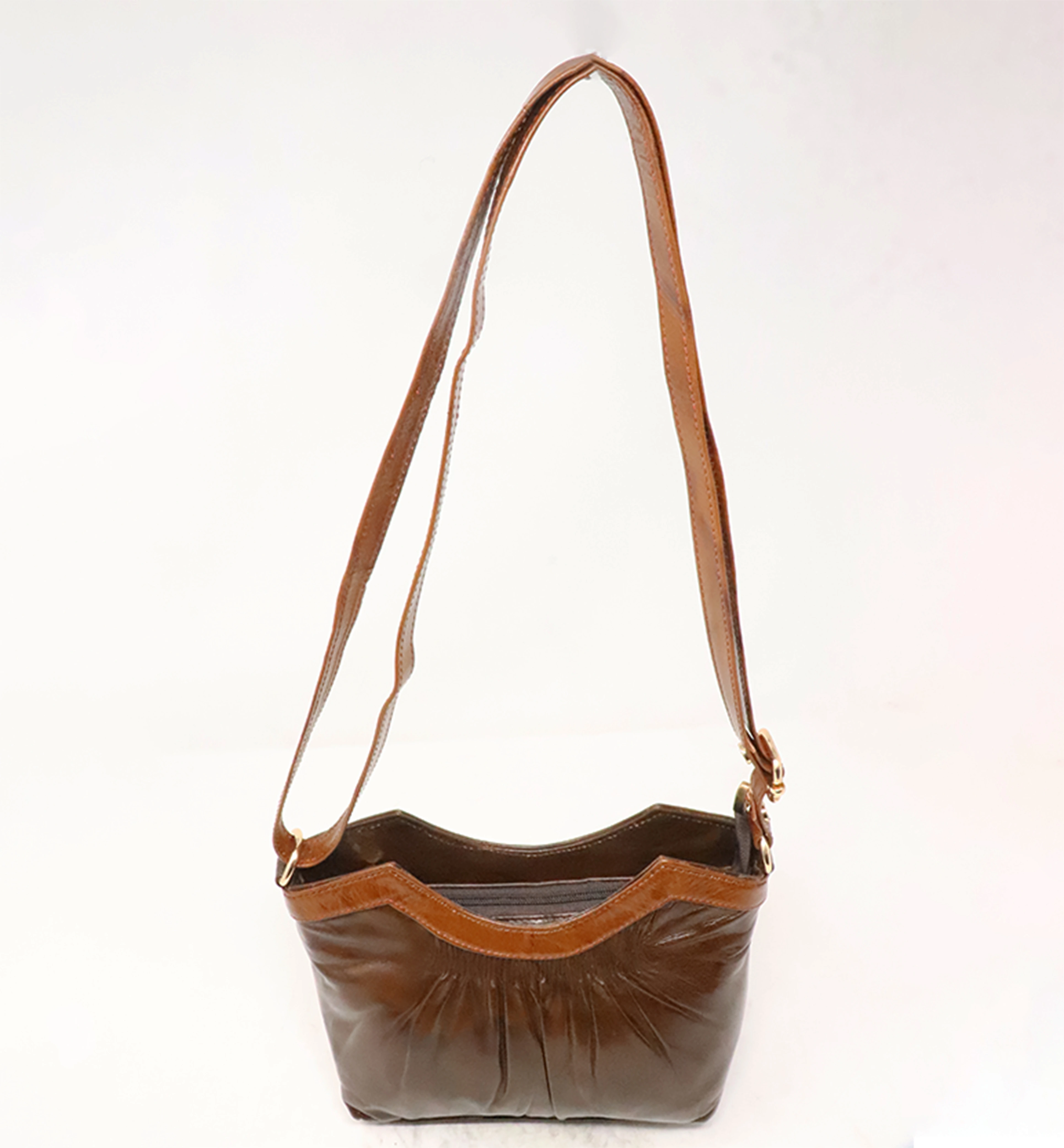 Premium Handcrafted Sheep Leather Sling Shoulder Bag – Brown view 3