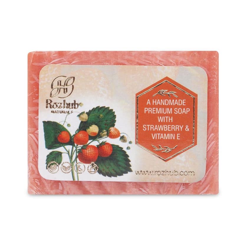 Strawberry Handcrafted Natural Scrubbing Soap with Shea Butter and Vitamin E - 100gm view 7
