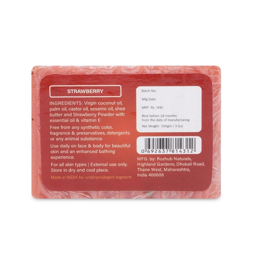 Strawberry Handcrafted Natural Scrubbing Soap with Shea Butter and Vitamin E - 100gm view 8