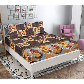 Black Bee Jaipuri Jaipuri Dance Print 3D Double Bedsheet With 2 Pillow Covers (208 X 213 Cm)(Bs17-08)