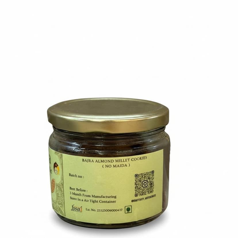 Bajra Almond Millet Cookies - 125 gm - One glass jar view 2