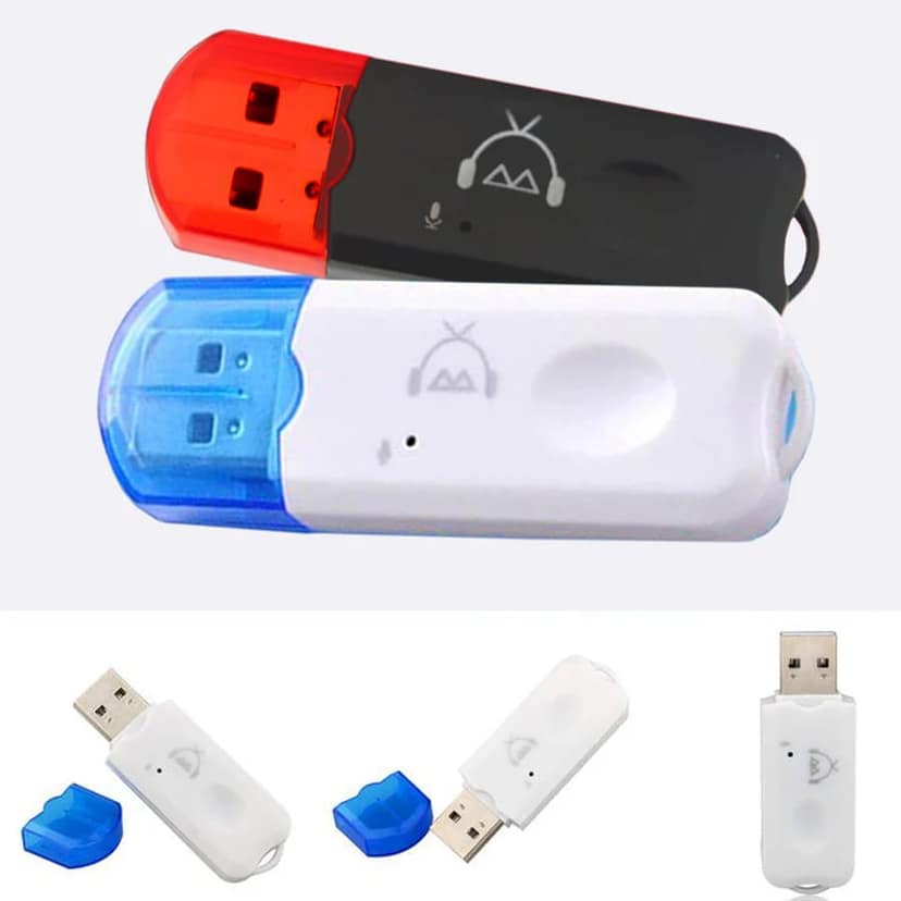 USB Bluetooth Dongle Car Bluetooth 4.0 USB Music with mic Audio Receiver Wireless Bluetooth Audio Music Adapter Car Wireless Hands-Free Dongle Kit for Speaker, USB Bluetooth -(White) view 2