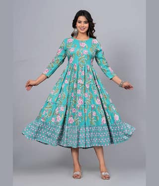 CTMTEX Rayon Flex Printed Anarkali Women's Kurti - Brown,White ( Pack of 1 )