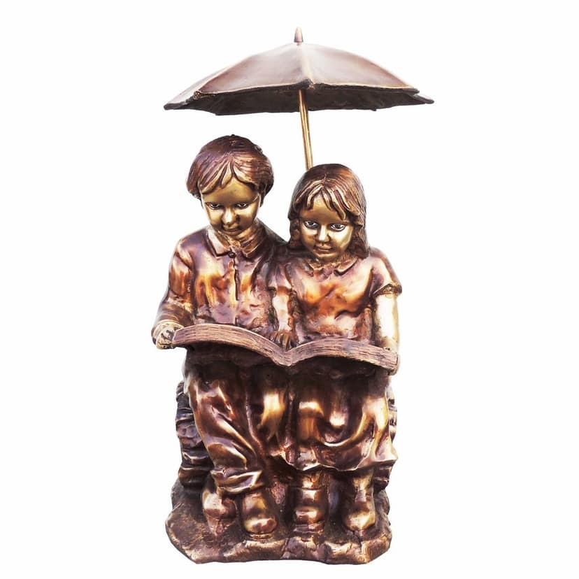 Brass Showpiece Sitting Child With Umbrella Statue, Height : 20 Inch (BSMAS924 A) view 2