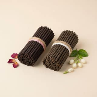 Bamboo-Less Natural Dry Dhoop Sticks - Rose & Mogra (100 Sticks)