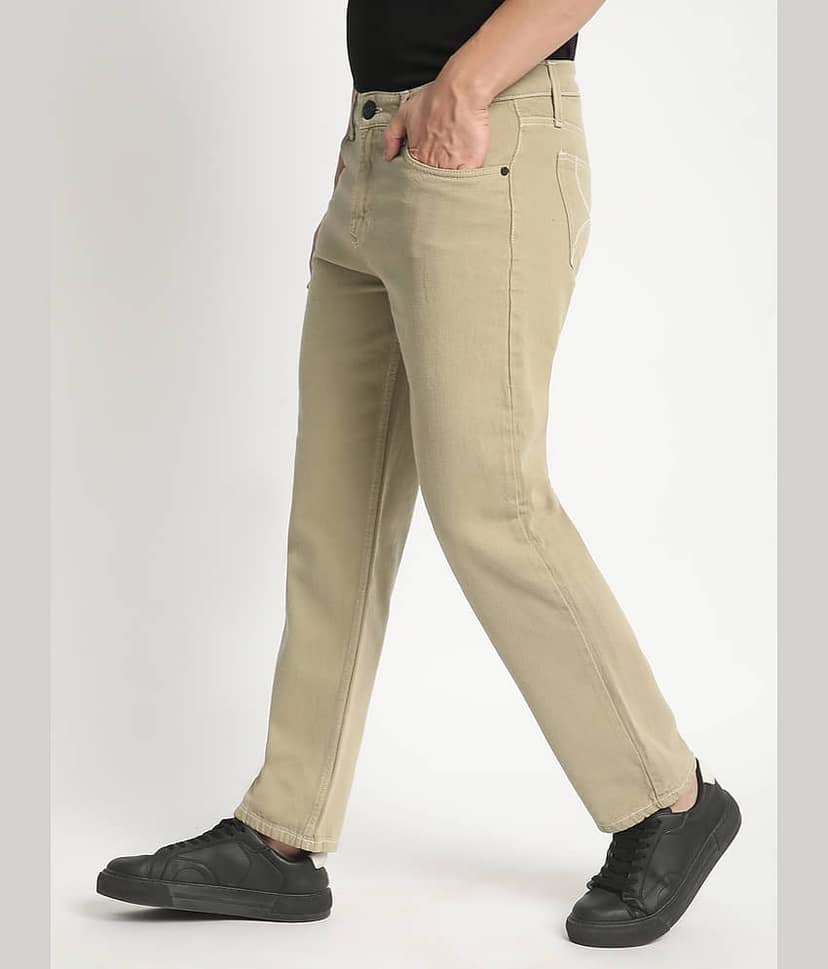 Bene Kleed Regular Fit Solid Men's Jeans - Beige ( Pack of 1 ) view 3