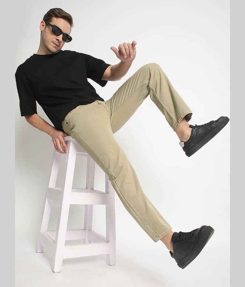 Bene Kleed Regular Fit Solid Men's Jeans - Beige ( Pack of 1 ) view 5