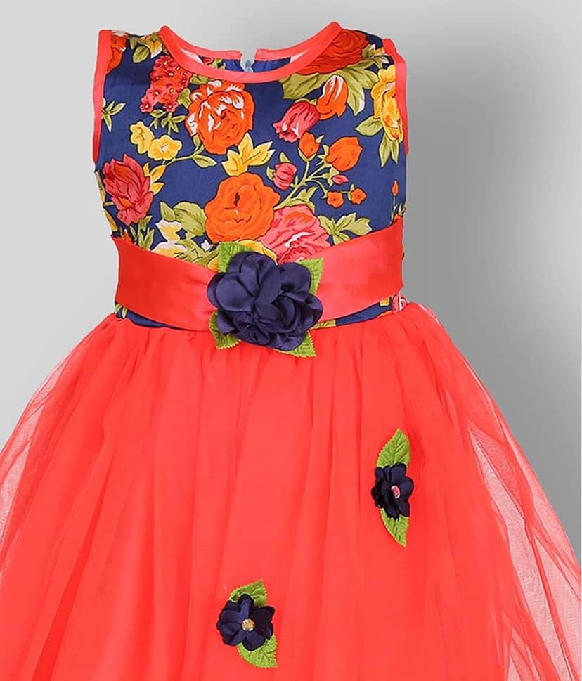 Cherry Tree Net Gown For Girls ( Pack of 1 , Red ) view 2