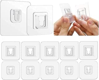 Double Sided Male Female Wall Sticker Hooks (5 Pair) – Heavy Duty, Nail-Free Hangers for Photo Frames & Kitchen