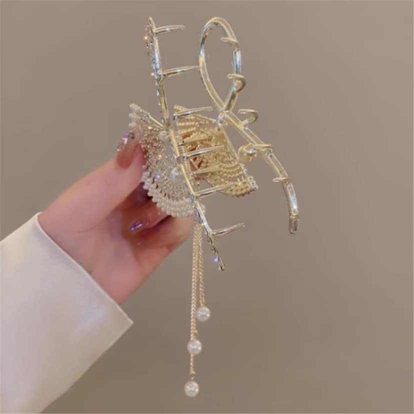 Elegant Pearl Metal Hair Claw Clip view 3