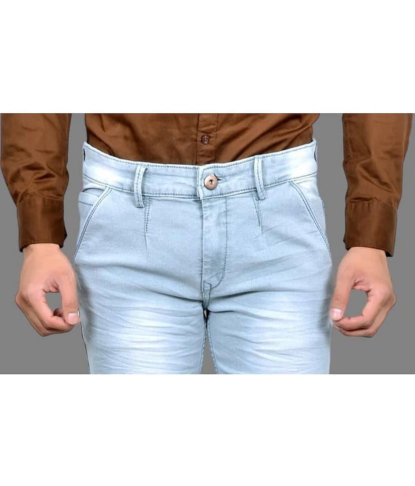 MOUDLIN - Light Blue Denim Slim Fit Men's Jeans ( Pack of 1 ) view 2