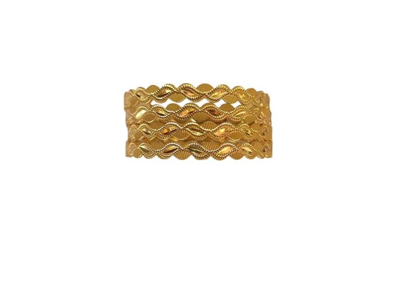 Gold Plated Twisted Bangles 4 Pcs Size 2-6 view 2