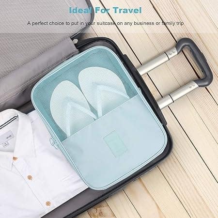 Mossio Travel Shoe Bag, Simple 3-Compartment Storage Packing Cube White Cactus view 2