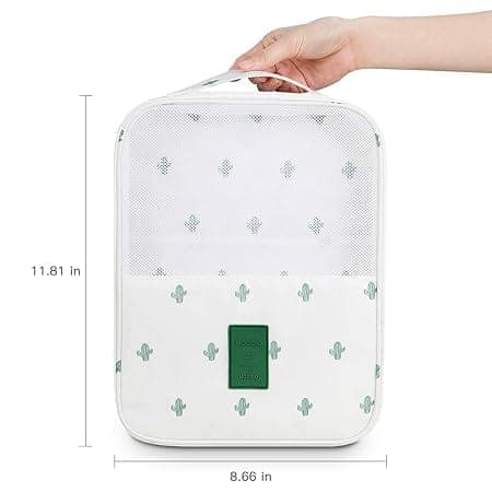 Mossio Travel Shoe Bag, Simple 3-Compartment Storage Packing Cube White Cactus view 4