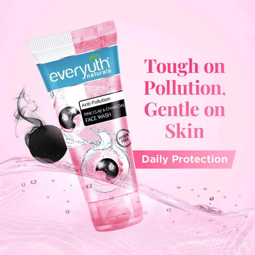 Everyuth Naturals Anti Pollution Pink Clay & Charcoal Face Wash 150g | For all skin types (Oily/Dry) view 5