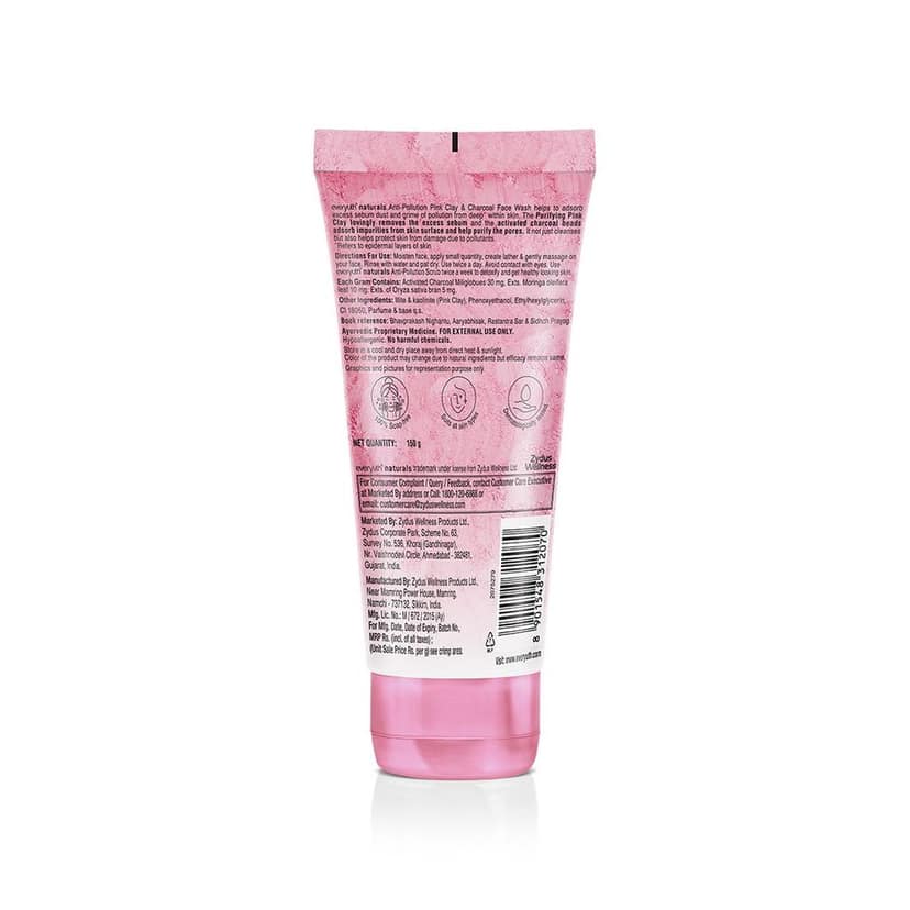 Everyuth Naturals Anti Pollution Pink Clay & Charcoal Face Wash 150g | For all skin types (Oily/Dry) view 6